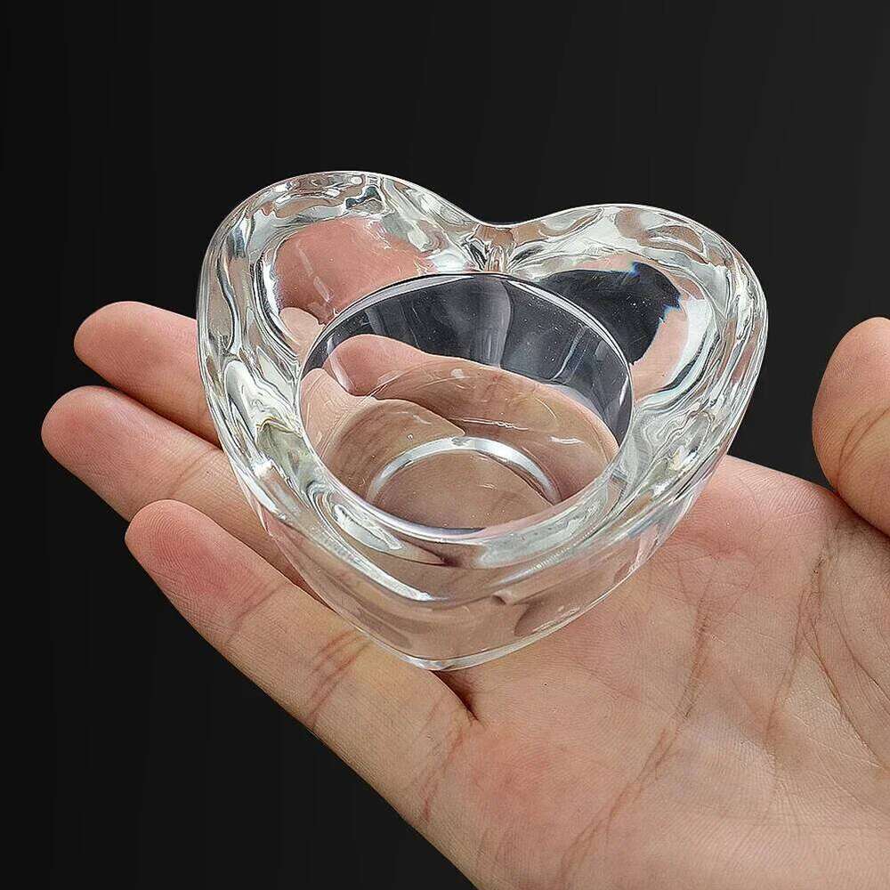 Glass Heart Candle Holder Romantic Tealight Bowl Wedding Centerpieces Home Table Decor Multifunction Candlestick Ashtray Props H260310