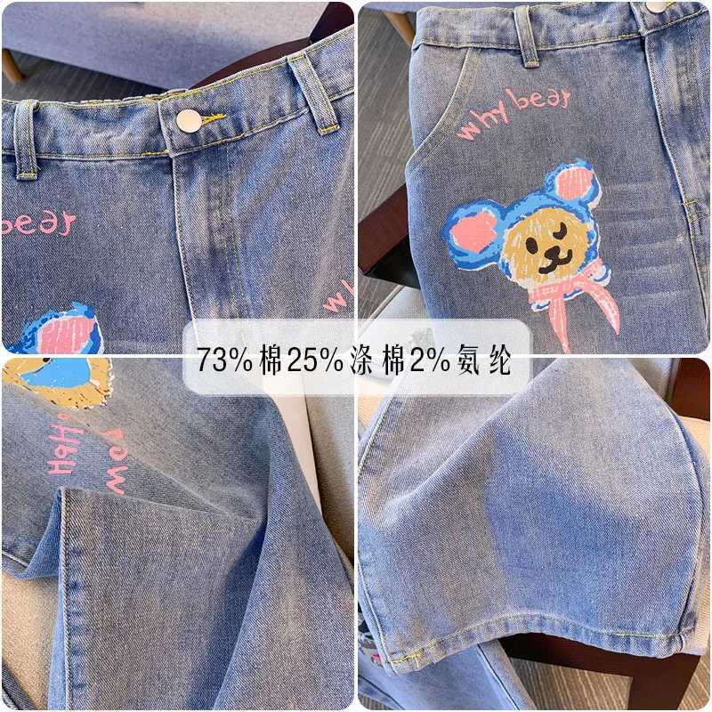 150Kg Plus Size Womens Hip 138 Spring Summer Jeans With Puppy Print Loose Elastic Straight Leg Pants Blue 5XL 6XL 7XL 8XL 9XL M260310