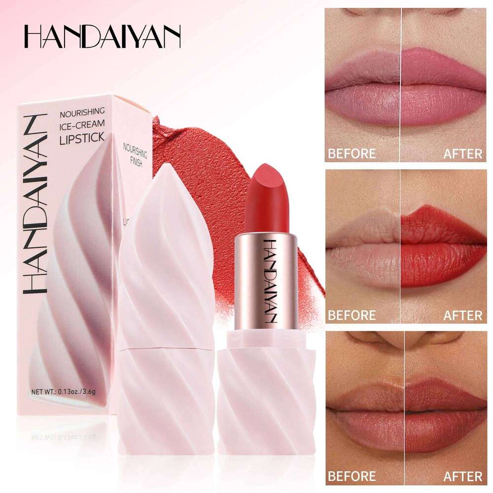 Ice Cream Matte Lipstick Nourishing Moisturizing Waterproof Highly Pigmented Long Lasting Velvet Satin Lip Gloss Non Stick Cup Z260310