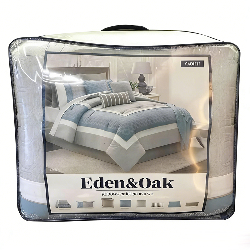 OEM/ODM Embroidered Bed in a Bag - 100% Polyester Slub with Embroidery, 270GSM Polyester Filling, Customizable Bedding Comforter Set