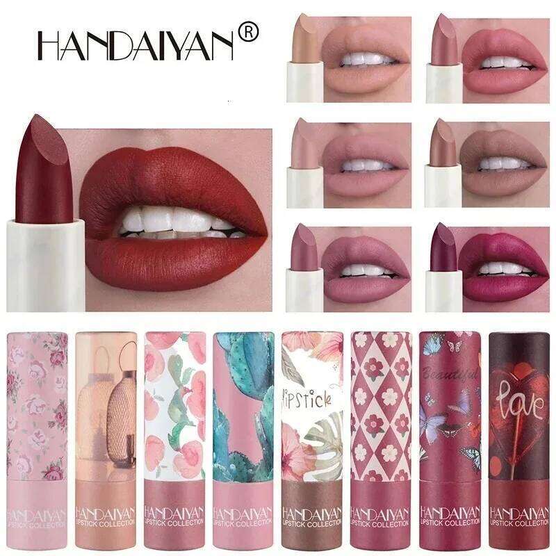 8 Colors Velvet Matte Finish Lipstick Nude Pink Red Tint Waterproof Long Lasting Moisturizing Non Stick Cup Lip Makeup Cosmetics Z260310