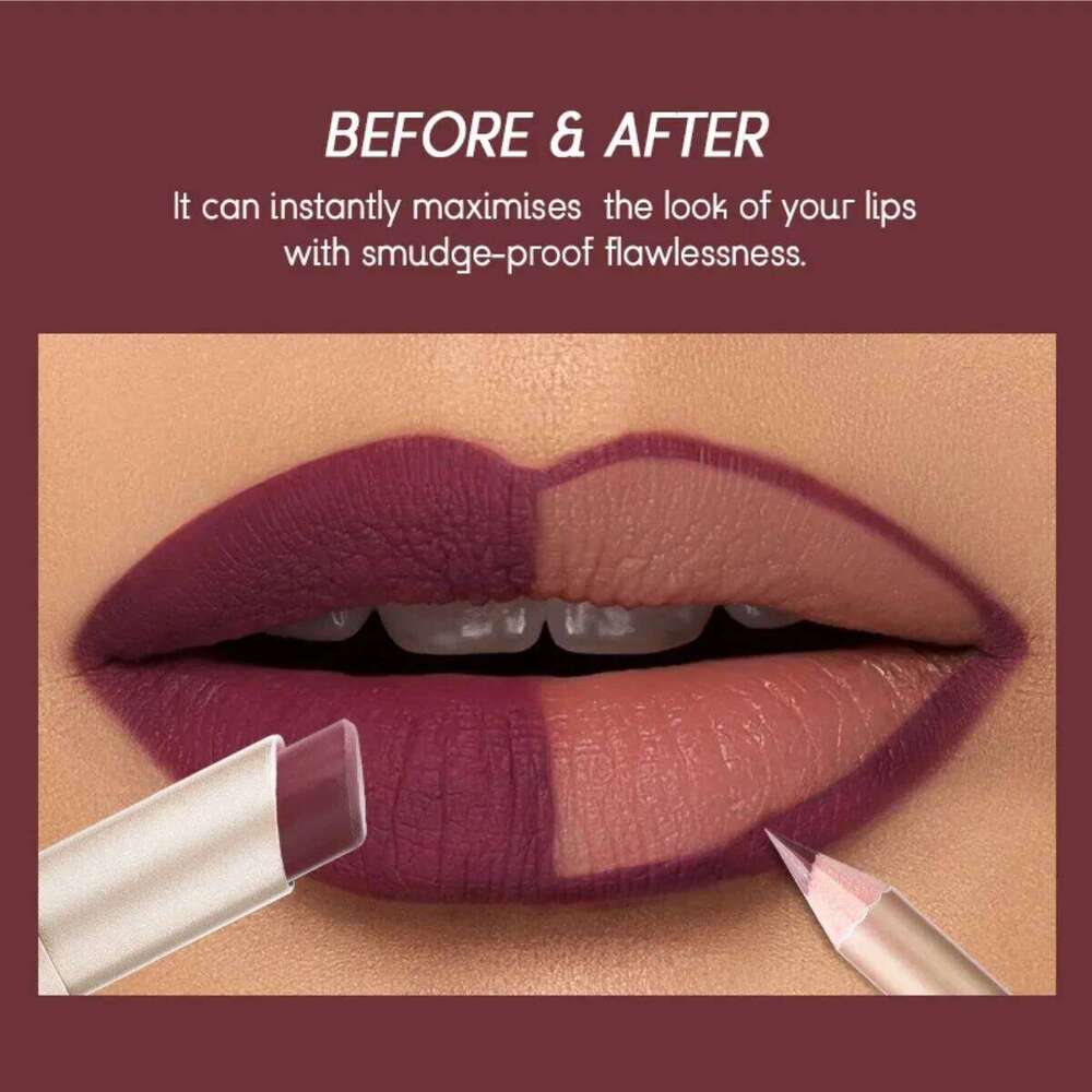 USHAS 12 Color Liner Plus Lipstick Easy Coloring Matte Lip stick Not Dry Long Lasting nude red lipsticks Lipliner Set Z260310