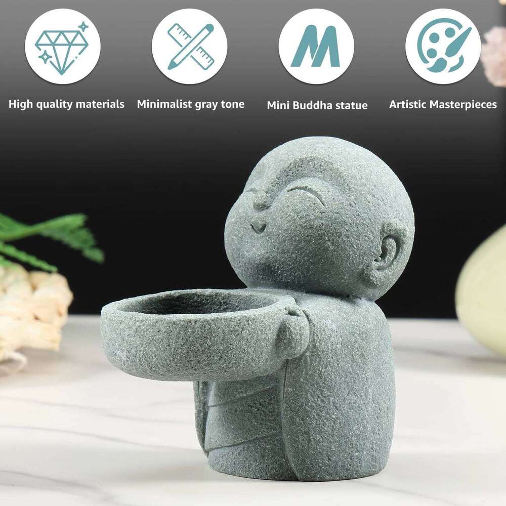 Tealight Vintage Sandstone Candle Holder Statues Simplistic Tea Light Buddha Figurine Candlestick Cute Zen H260310