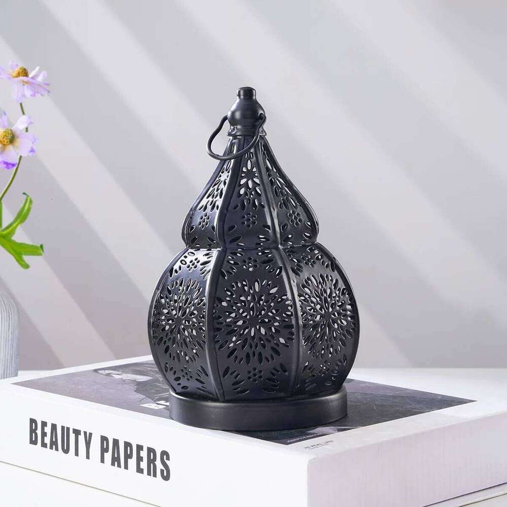 1PC, European-style ironwork hollowed-out gourd-shaped candlestick, Moroccan decorative style candlestick H260310