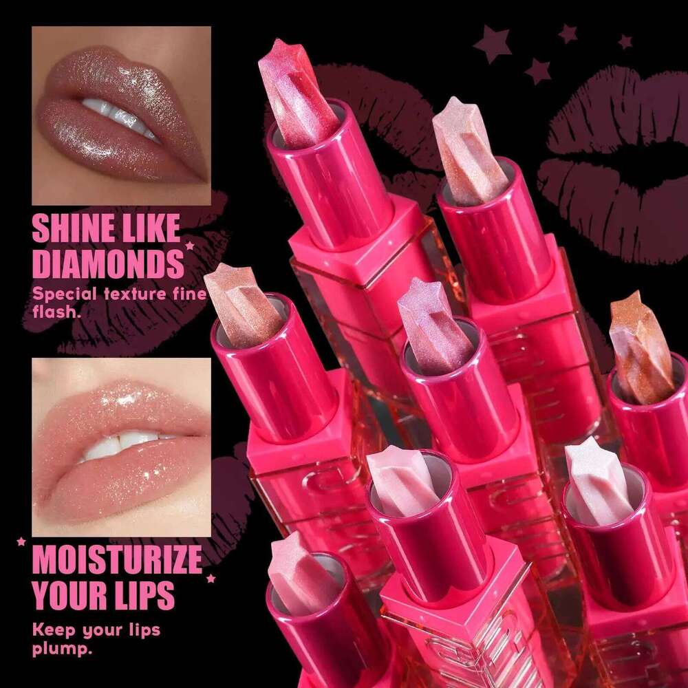 Spiral Star Lipstick Moisturizing Waterproof Matte Glitter Marble Non Stick Long Lasting Lip Gloss Pearlescent Shine Z260310