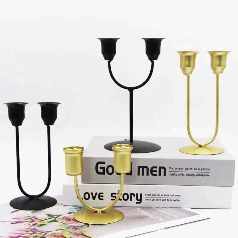 Simple Stand Metal Candlestick Christmas New Year Decoration Desktop Adornment Candle Holder Indoor Ornaments Candles Cup H260310