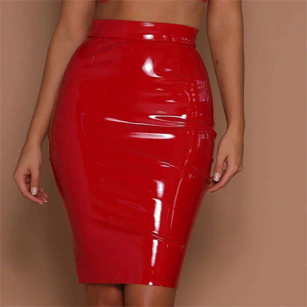 2025 Women's skirts Faux Latex Pencil Skirts Above Knee Short Bodycon Office Lady Sexy clothes for women plaid midi skirt XJ260309