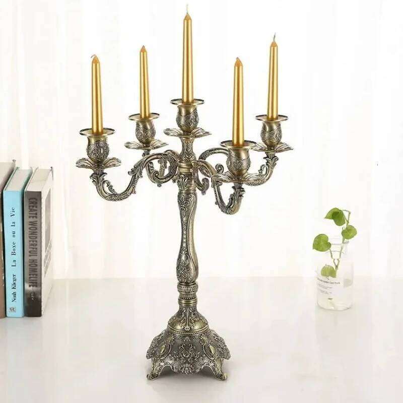 Metal Candle Holder - Candlestick Stand for Restaurant, Wedding Decoration & Dinner Props with Stylish Accessories H260310