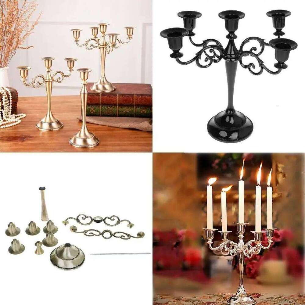 Silver/Gold/Black/Bronze 5 Arms Metal Candle Holder Candlestick Candelabra Stand high quality H260310