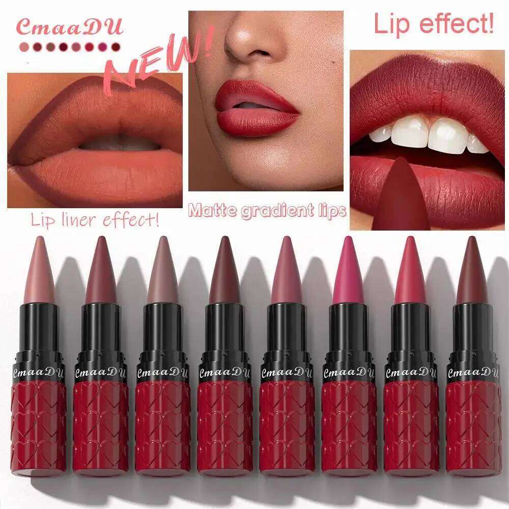 Velvet Matte Lipstick Pencil Waterproof Long Lasting Nude Red Brown Gloss Non Sticky Lip Liner Makeup Z260310