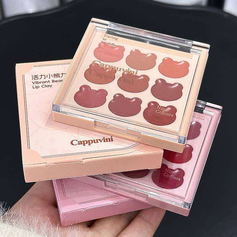 Cappuvini 9 Colors Velvet Lip Mousse - Matte & Natural Finish, Long-Lasting Non-Drying, Cute Bear Design for Youthful Look, Z260310