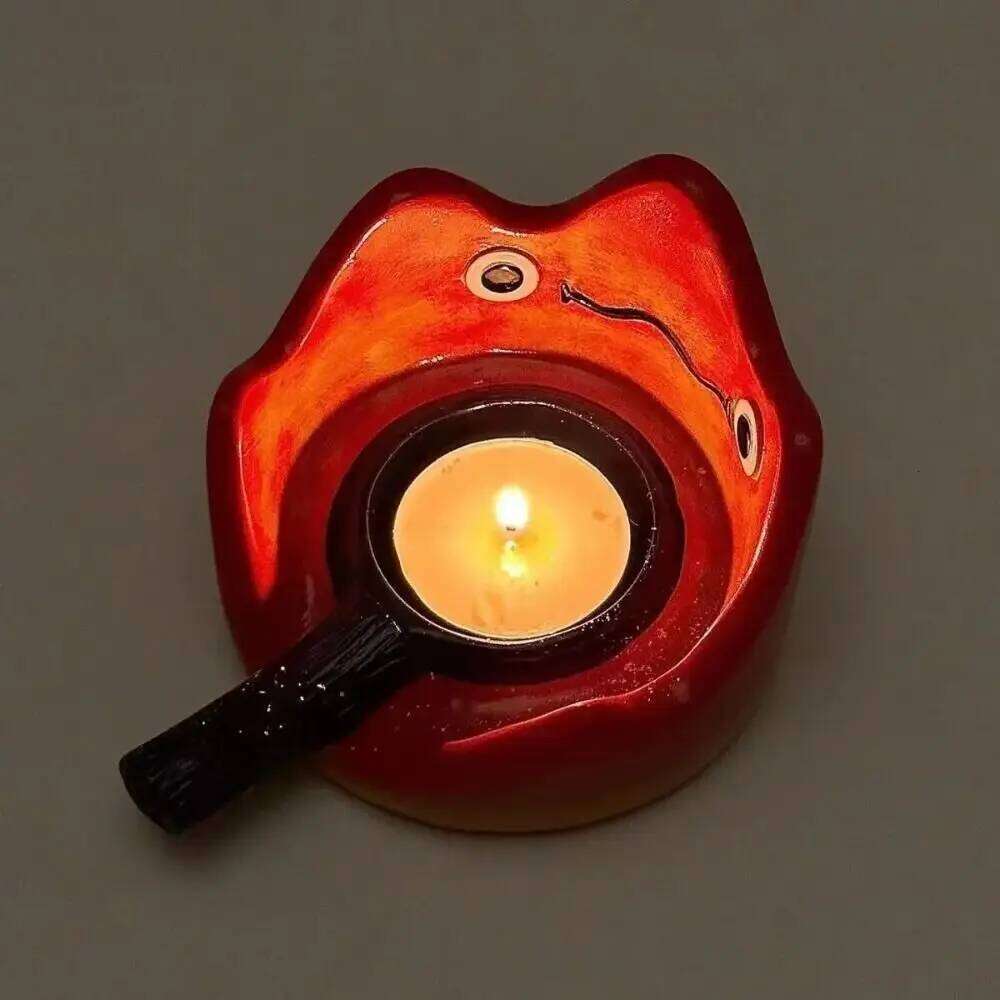 Resin Calcifer Scented Light Birthday Gift Candle Holder Flame Aromatherapy Candlestick Base H260310
