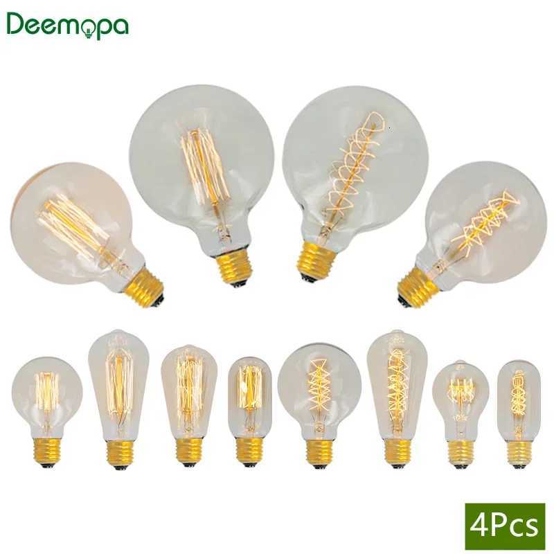 4Pcs Retro Edison Light Bulb E27 220V 40W ST64 G80 G95 G125 T45 T185 A19 Filament Incandescent Ampoule Bulbs Vintage Edison Lamp H260310