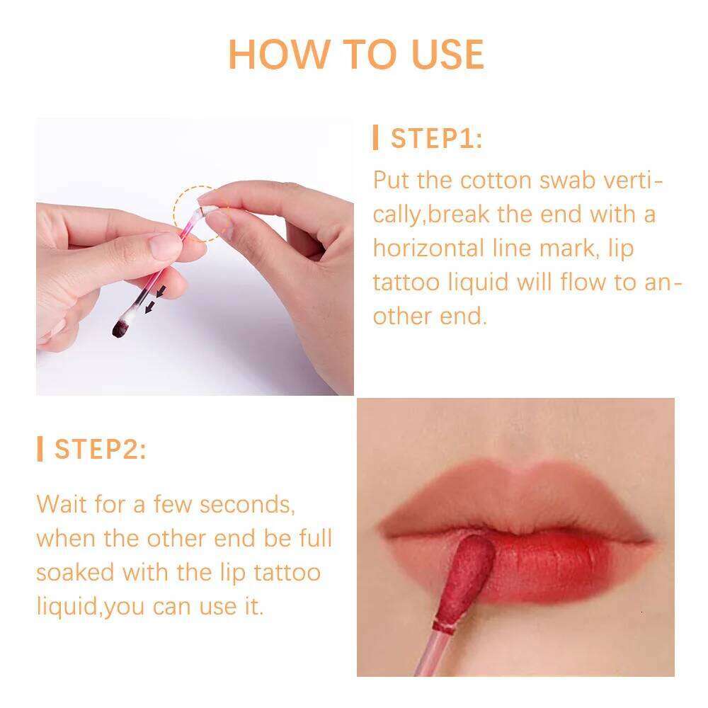 20pcs Cigarette Cotton Swab Tattoo Lipstick Non-Stick Long-Lasting Waterproof and Kiss-proof Durable Lip Stain Set Z260310
