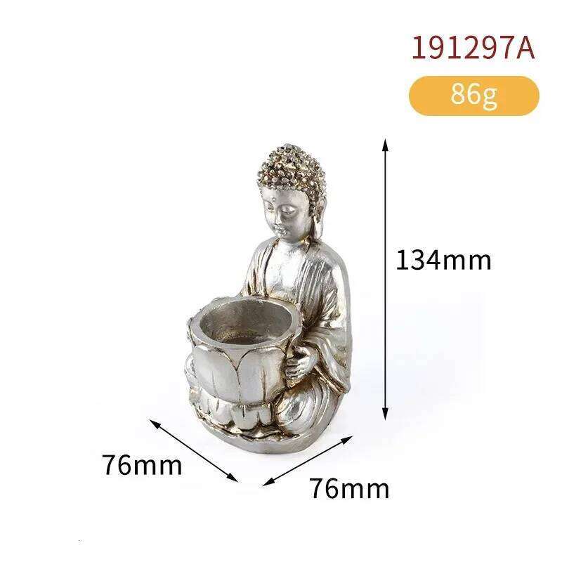 Handmade Buddha Statue Candle Holder Classical Sturdy Resin Candlestick Decor for Home Bedroom Office Yoga Studio Decoration H260310
