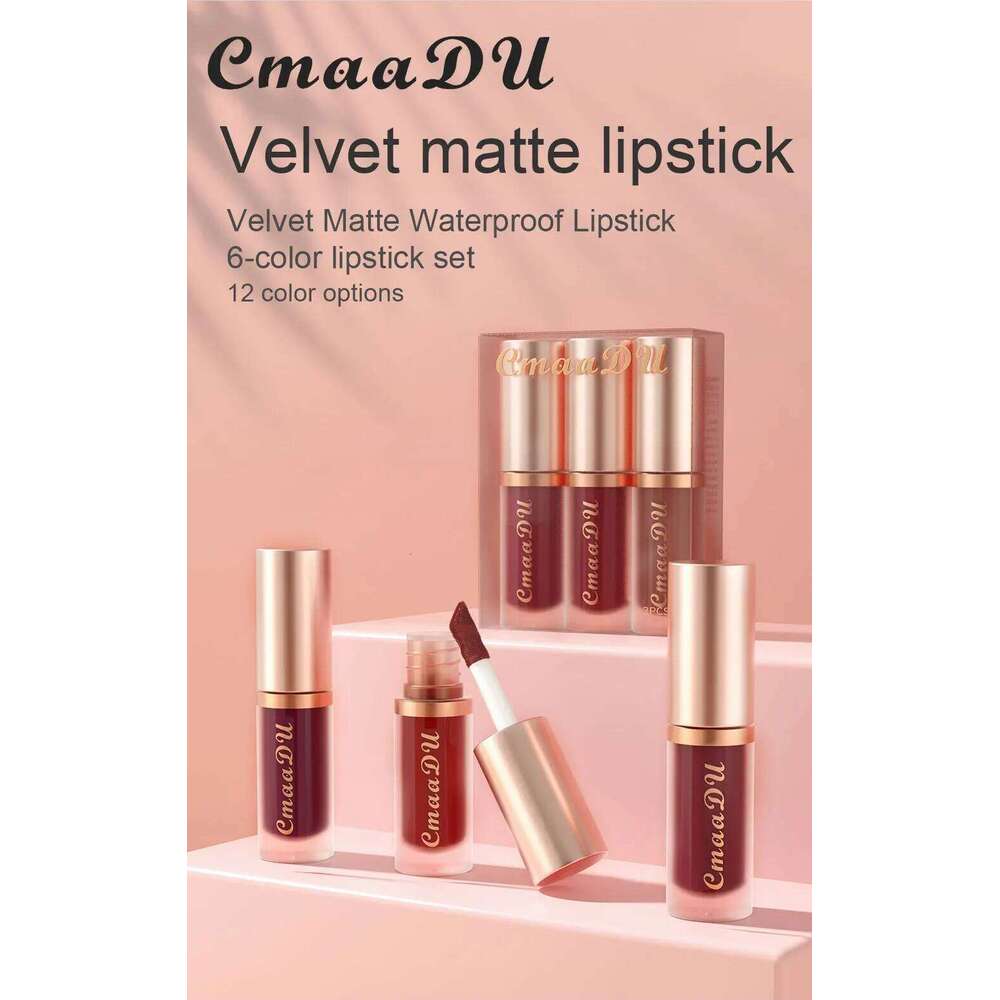 CmaaDu New 4 Color Velvet Matte Lipcolor Set Waterproof Long-wear Liquid Lipstick Lip Gloss Daily Makeup Women Cosmetic Z260310