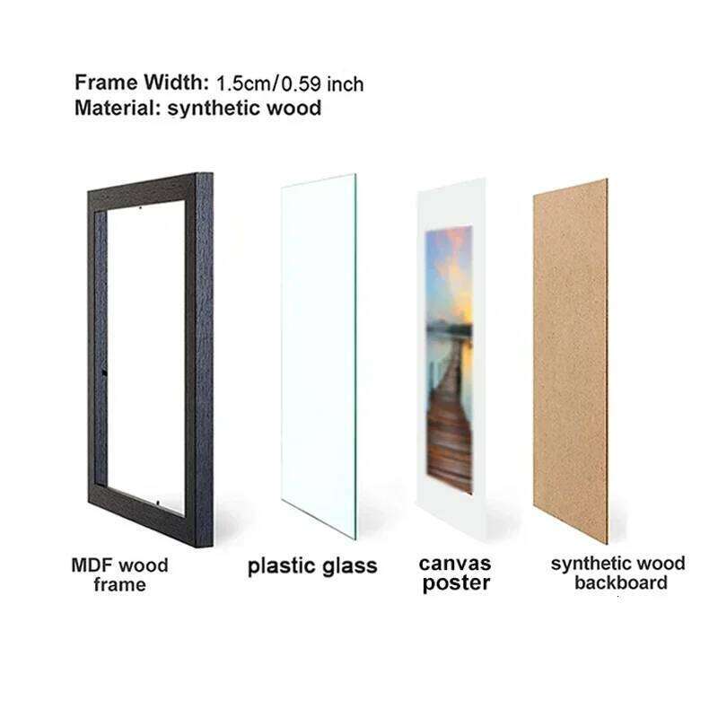 4 Colors A4 Picture Frame1/2/3/6PCS Wood Canvas 8x12inch Black White Brown Photo Frames Home Decor Poster Frame H260310 - view 6
