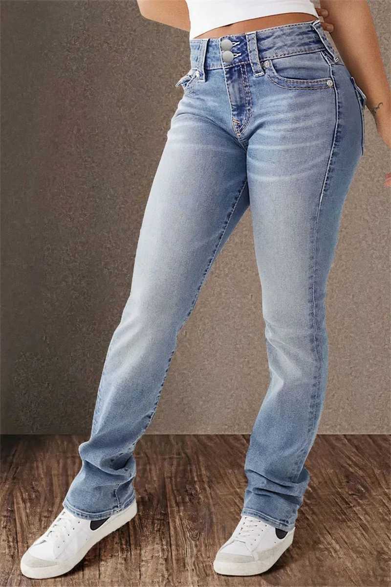 Spring 2025 Y2K Baggy Jeans for Women Trendy Mid Waist Casual Straight Leg Boyfriend Jeans Denim Pants with Pocket Streetwear M260310