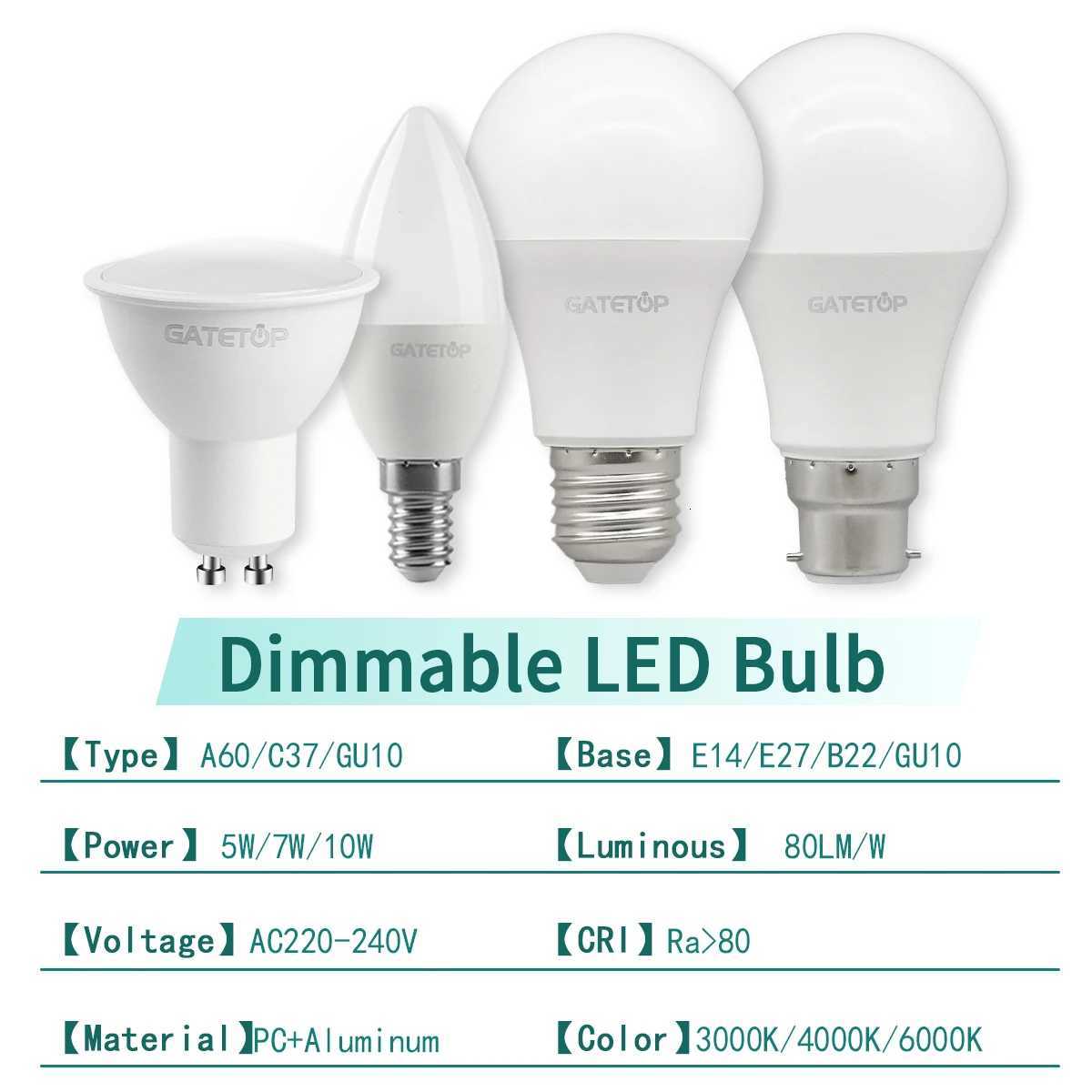 1-20PCS LED dimming bulb lamp Spot candle lamp E14 E27 GU10 220V 5W 7W 10W in accordance for 90 dimmer applications month lamp H260310