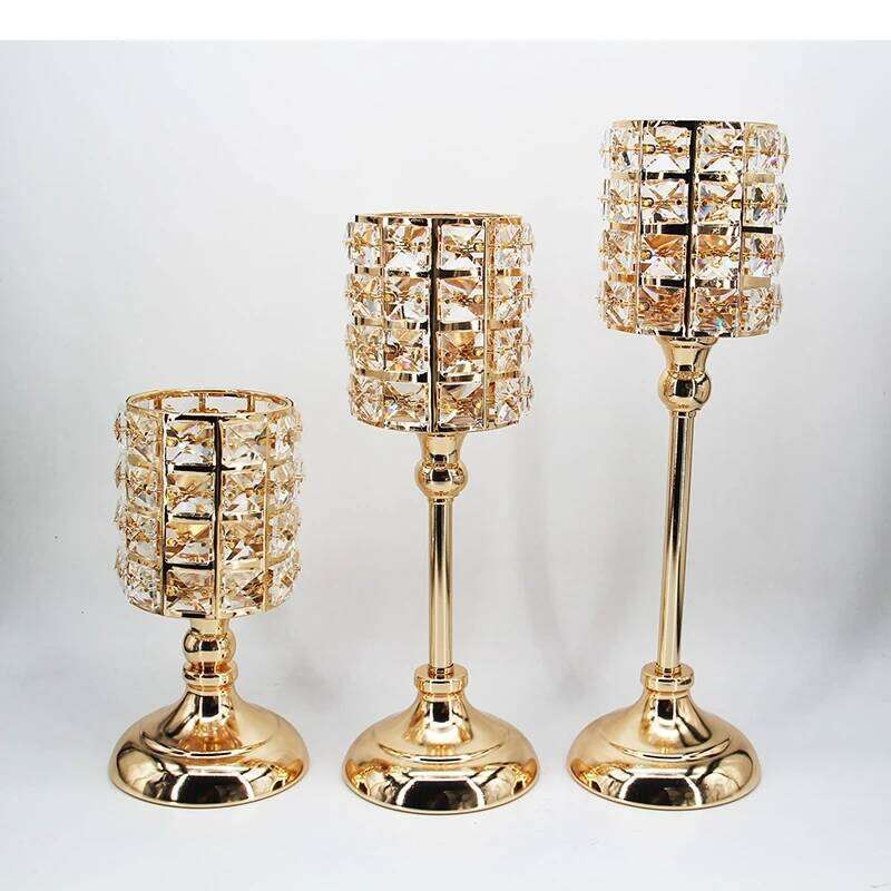 Modern Crystal Candle Holder Storage Ornament Crafts Candlestick Living Room Desktop Simple Candelabra Decorations H260310