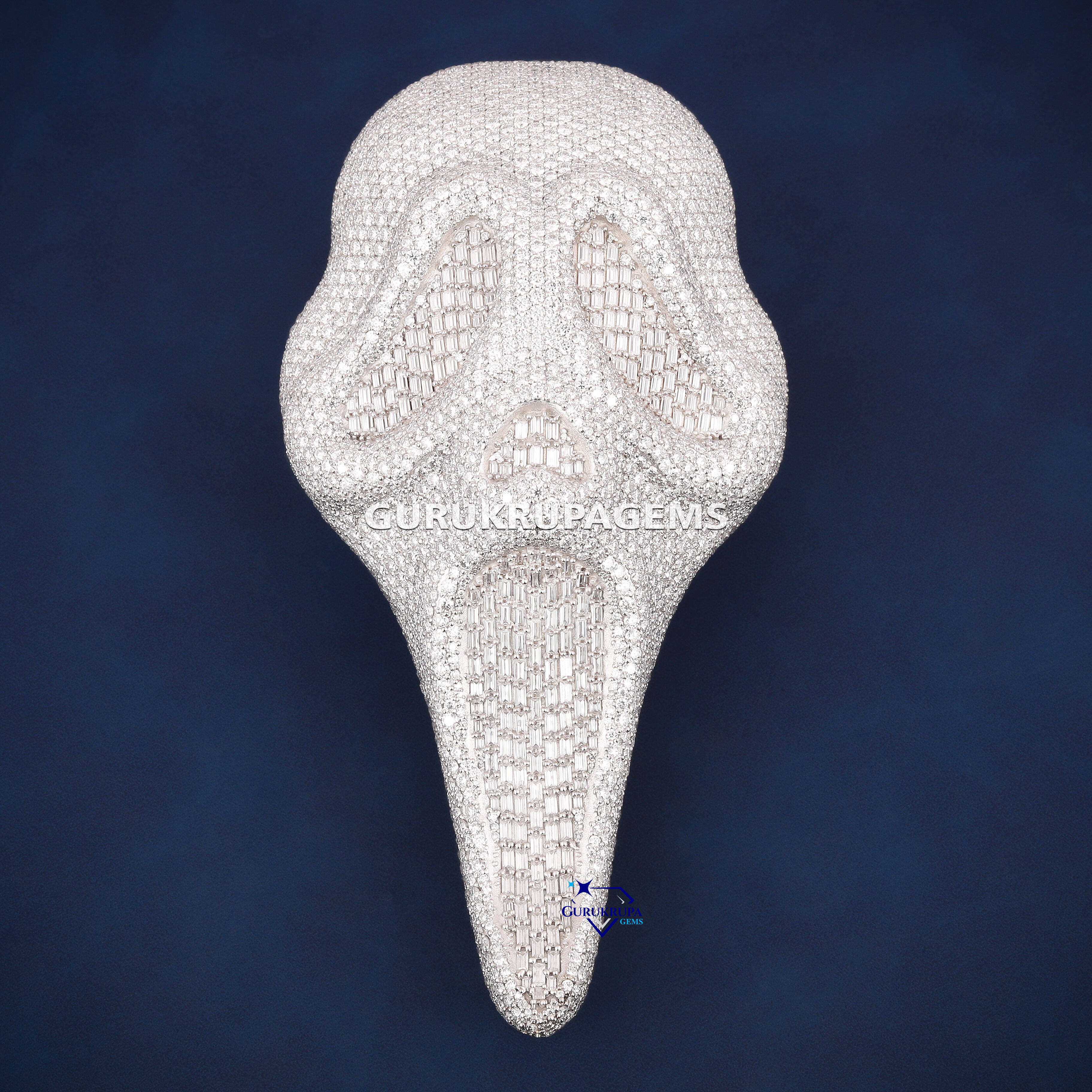 925 Silver Moissanite Iced Out Scream Mask Pendant Hip Hop Bling Baguette Ghost Face Charm Necklace for Men Jewelry