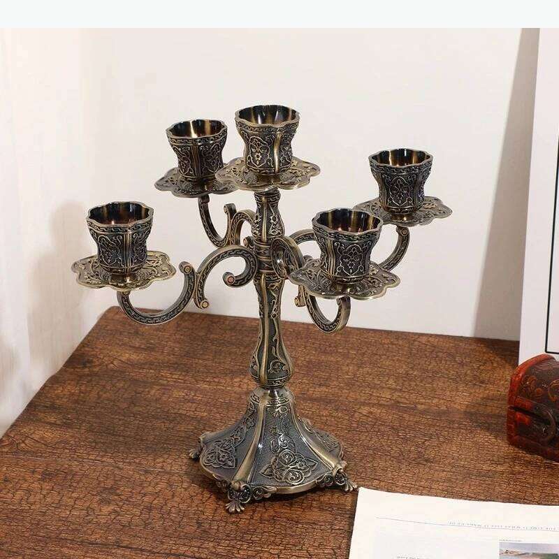 Retro Zinc Alloy Multi Candle Rack Wedding Decoration Candlestick Candlelight Dinner Candles Stand H260310