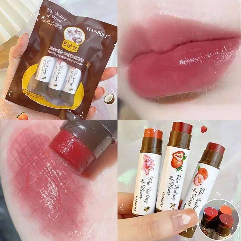 4 Colors Colored Balm Cute Fruit Moisturizing Lip Tint Long Lasting Peach Red Lipstick Waterproof Women Lips Makeup Cosmetic Z260310