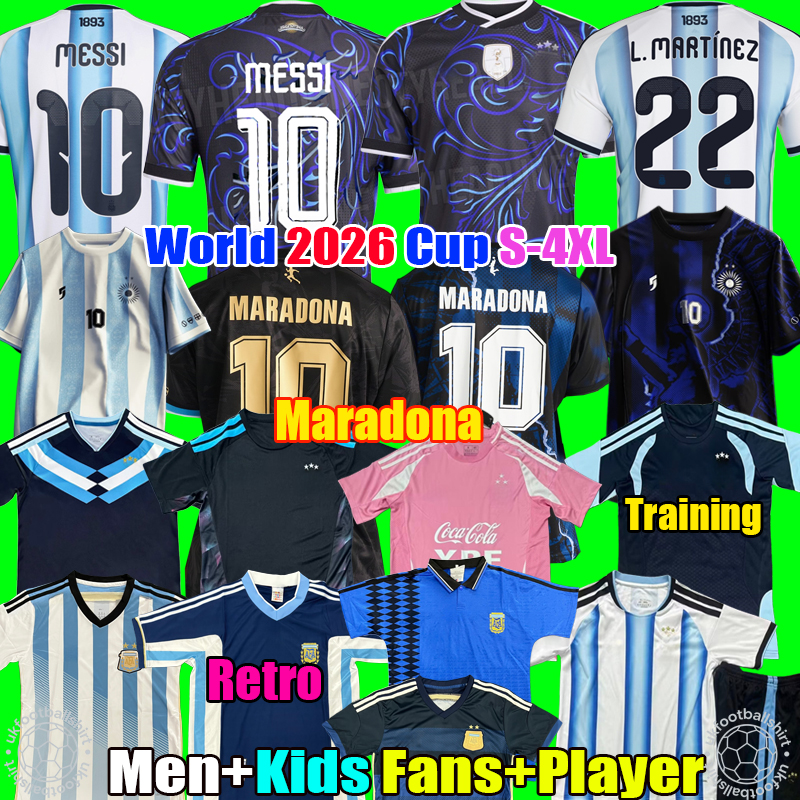 S-4XL 2026 Argentina Maradona Soccer Jerseys Retro 1998 1994 1986 Cup DI MARIA DYBALA Football Shirt 26 27 2027 MONTIEL MARTINEZ men kids Kit Camiseta de Futbol tops