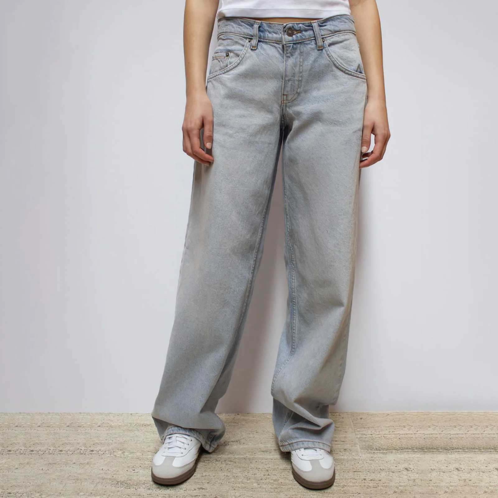 Womens Spring Fall Baggy Jeans Pants High Waist Loose Straight Leg Denim Pants with Star Pockets Y2K Vintage StreetwearT260310