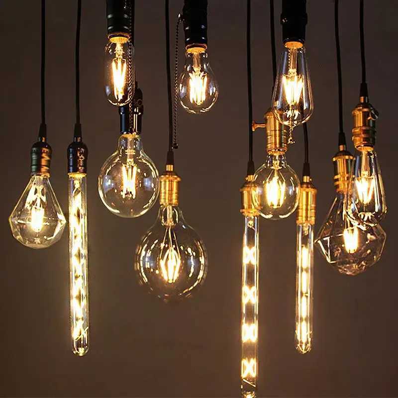 2Pcs/Lot E27 E14 Retro LED Edison Bulb 220V LED Filament Bulb Lamp For Home G45 A60 ST64 G80 G95 Vintage Candle Light Glass Bulb H260310