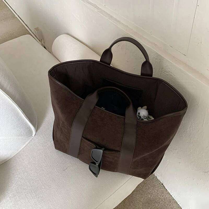 Vintage Suede Large Capacity Handbag Simple All-match Fashion Tote Bags Design Casual Top Handle Shoulder Bag For Women XJ260310