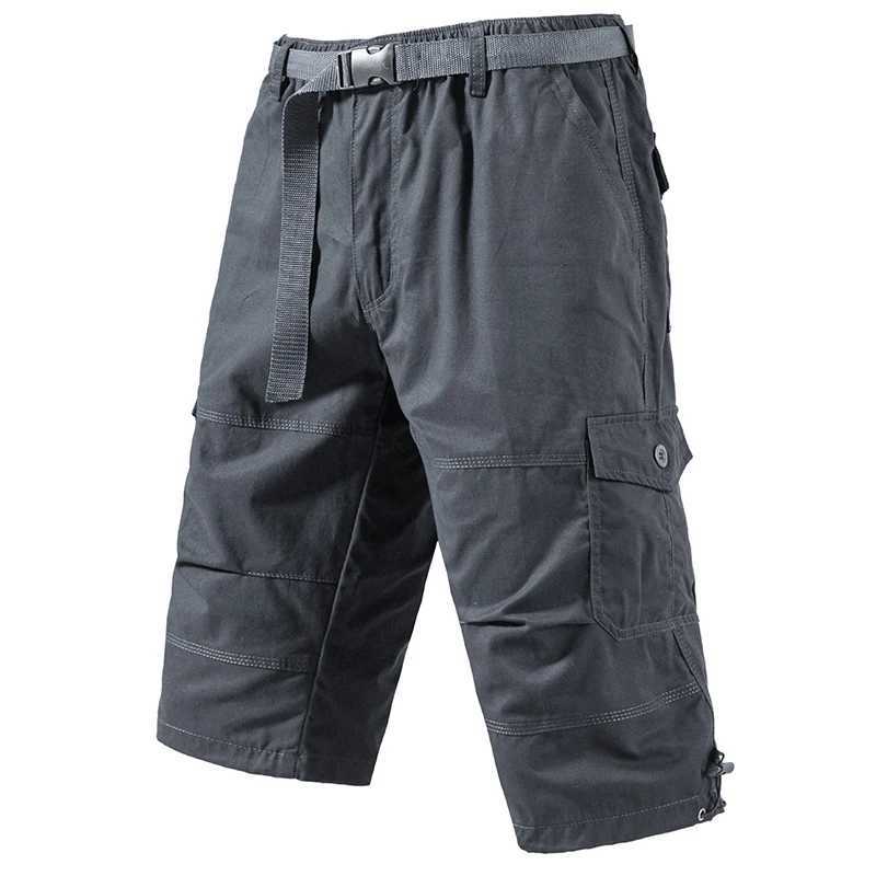 Mens Crop Pants Casual Cargo Shorts Zipper Pockets Light Weight Summer Cool Breathable Short Pants 3/4 Sweatpants N260310