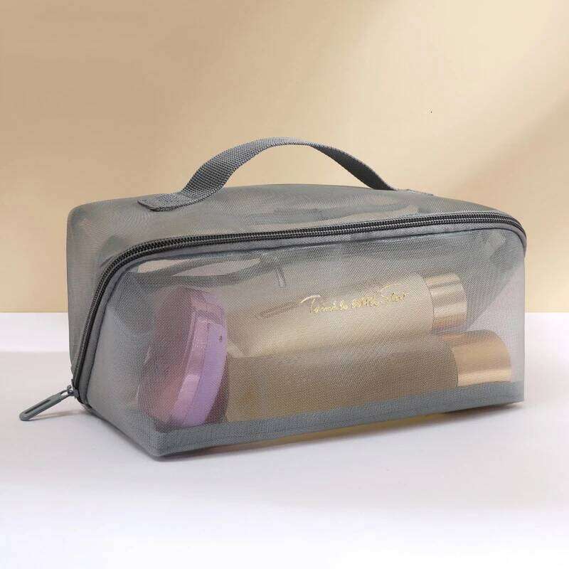 Wholesale Transparent Mesh Pillow Storage Bag Travel Makeup Toiletry Pouch Washbag Tote Cosmetic Organizer Zipper Bags XJ260310