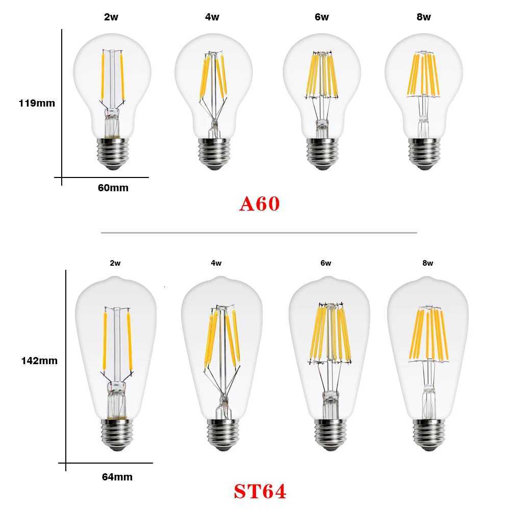 Bombiilas Filament LED Light Bulb E27 E14 220V 240V C35 C35L ST64 A60 T45 G45 G80 G95 Candle Light Glass Bulb Lampara LED Lamp H260310