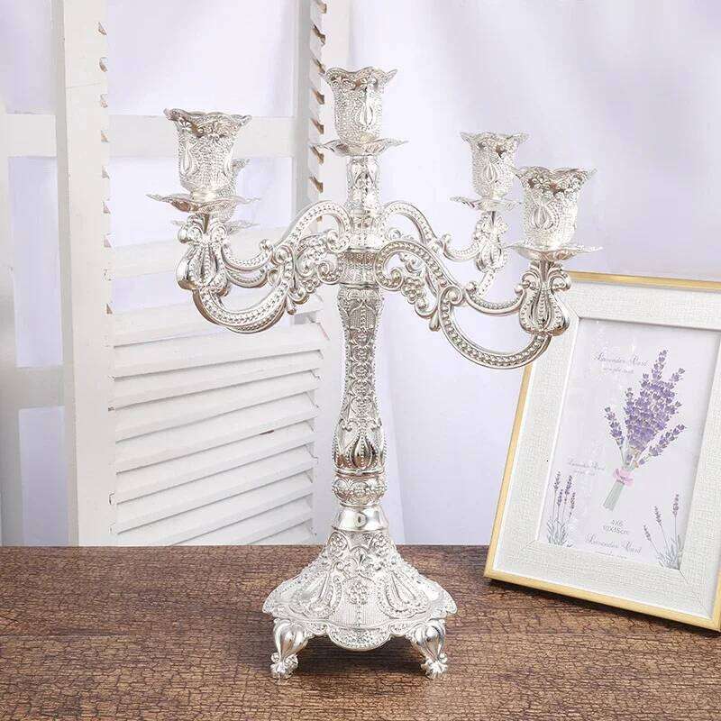 Metal Holders Luxurious Gold Silver Candlestick Party Tabletop Candle Stand Wedding Delicate Candelabra Home Decoration H260310