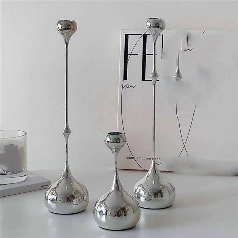 A69ecandle Holder Silver Metal Candlestick Romantic Art Table Decoration For Home Dining,Wedding Photography Props H260310