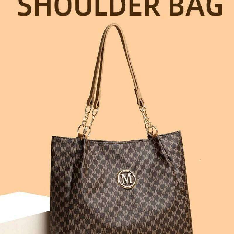 Women's New Commuter Tote Bag Trendy Fashionable Single Shoulder Large Capacity Simple Vintage Print XJ260310