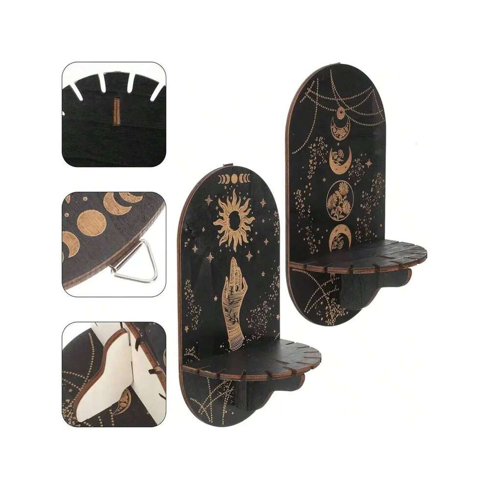 2pcs/set Black Wall Candlestick Crystal Display Bohemian Hand Stand Hanging Room Decoration H260310