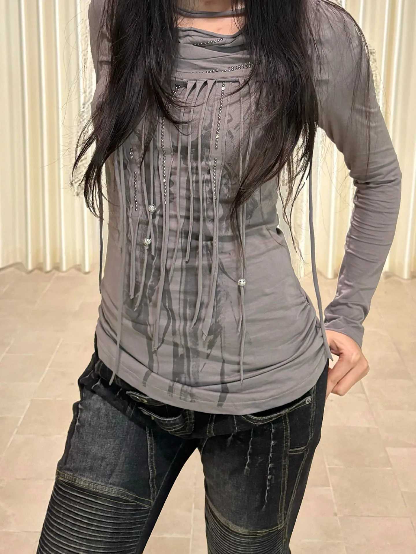 American RETRO Y2k Spicy Vintage Vintage Slightly Flared Jeans Womens Low Waist Motorcycle Style Casual Pants M260310