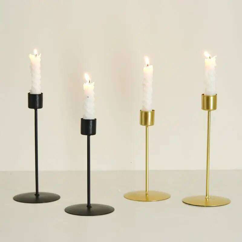 Chic Gold Metal Candle Holders, European Style Wedding Decorations for Living Room, Bar, Party Decor H260310