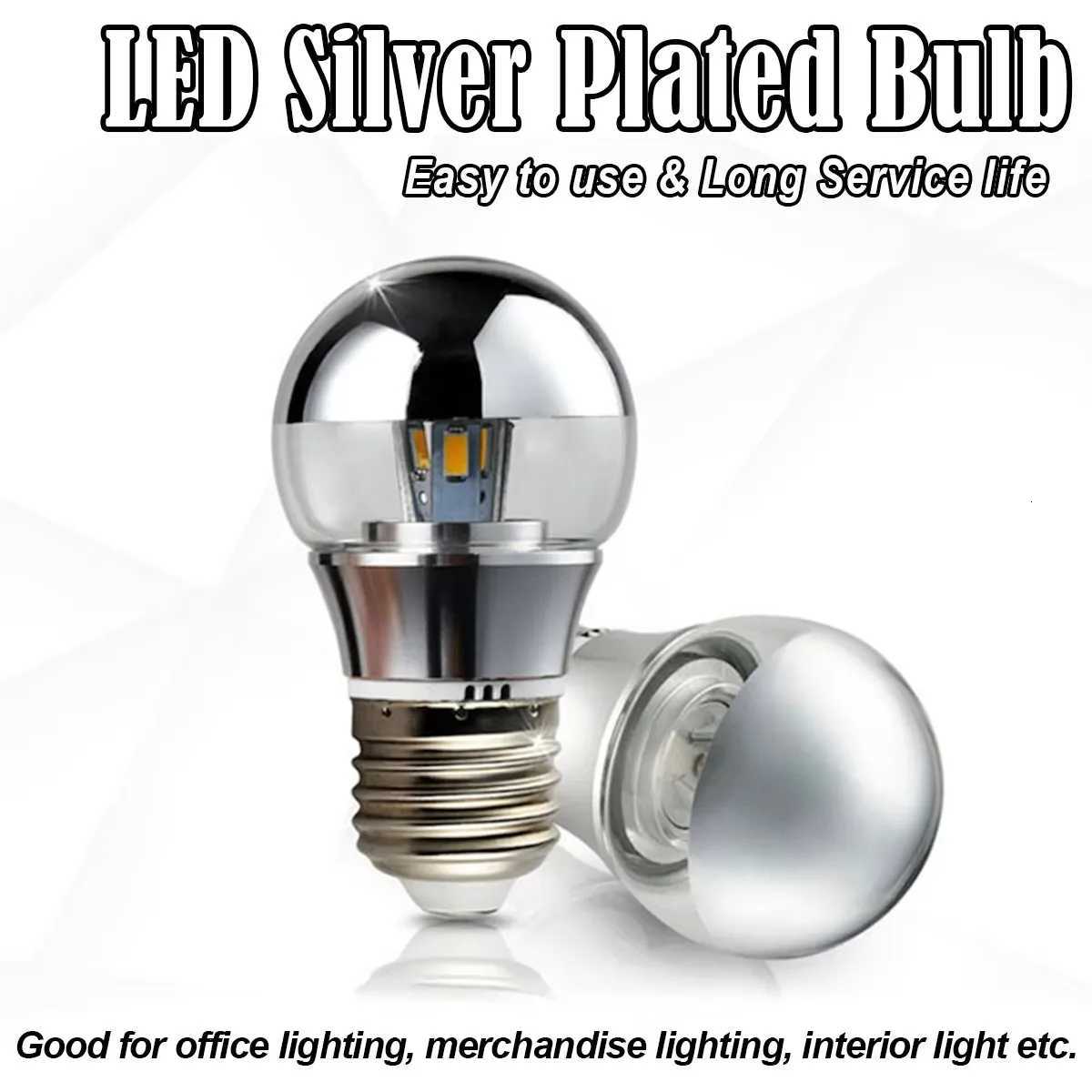LED Mirror Bulb Half Silver Filament Led 5W E27/E14 Base Silver Bedroom House 360 Degree Angle Warm White Light Ball Lamp H260310