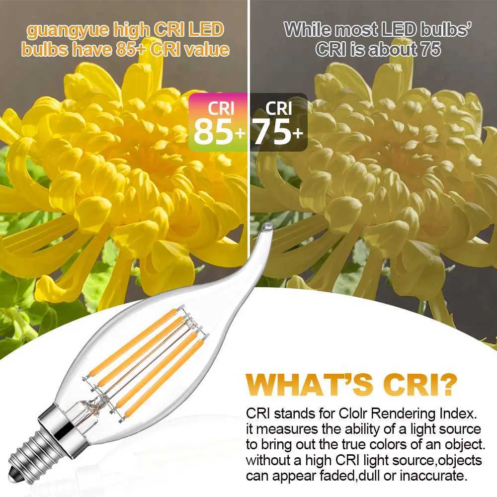 E12 Chandelier Bulb C35 4W 320LM Vintage LED Lamp Clear Amber Glass Flame Tip Candle Light Bulbs for Ceiling Fan Pendant Light H260310