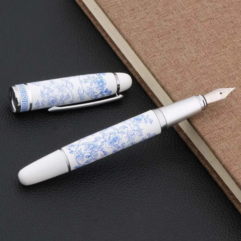High Quality Chinese Blue and White Porcelain Pattern Medium Nib Fountain Pen Stationery Office School Supplies 260310 - view 4