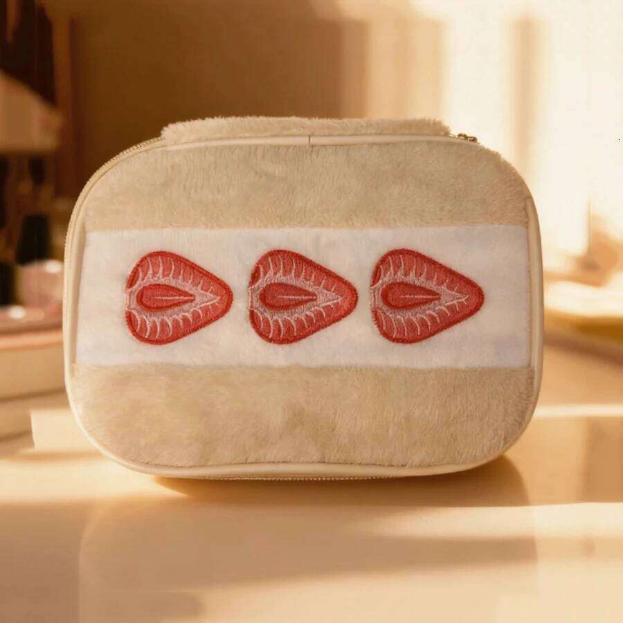 Strawberry Plush Embroidery Storage Makeup Female Multi-functional High Appearance Value Bag XJ260310