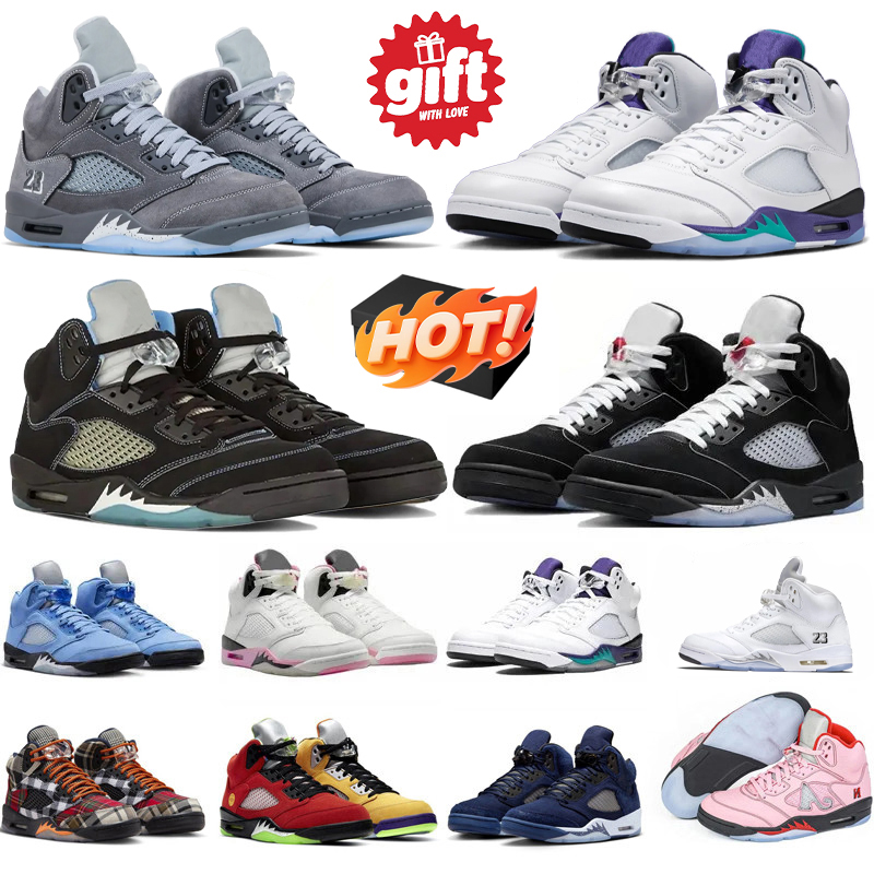 With Box Designer 5 High 5s Mens Basketball Shoes Black Metallic Fire red Wolf grey black Grape Black Silver Platform Shoe Men Trainers Sports Sneakers Jogging 01