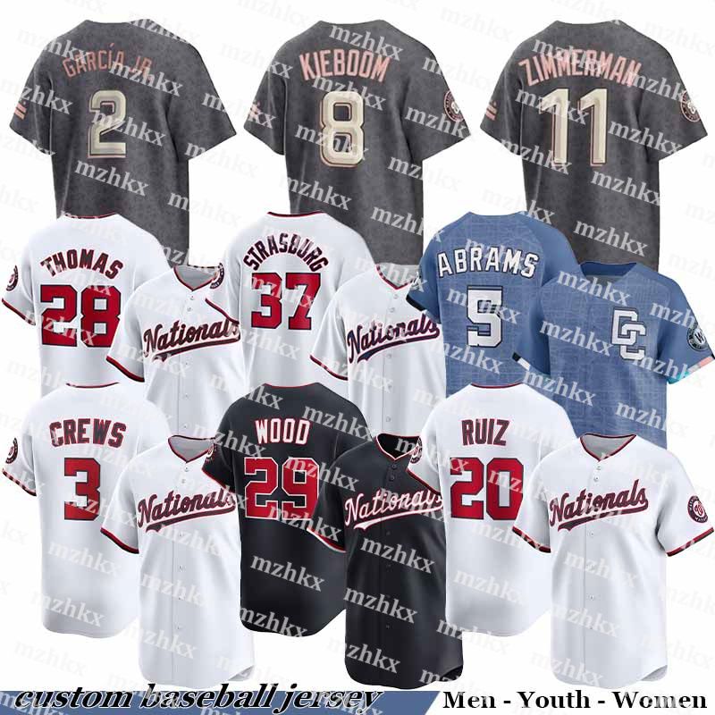 #5 CJ Abrams Jersey MacKenzie Gore Jersey #29 James Wood nationals Jerseys Patrick Corbin #2 Garcia Jr. Dylan Crews Josh Bell Andres Chaparro Custom Baseball Jerseys men