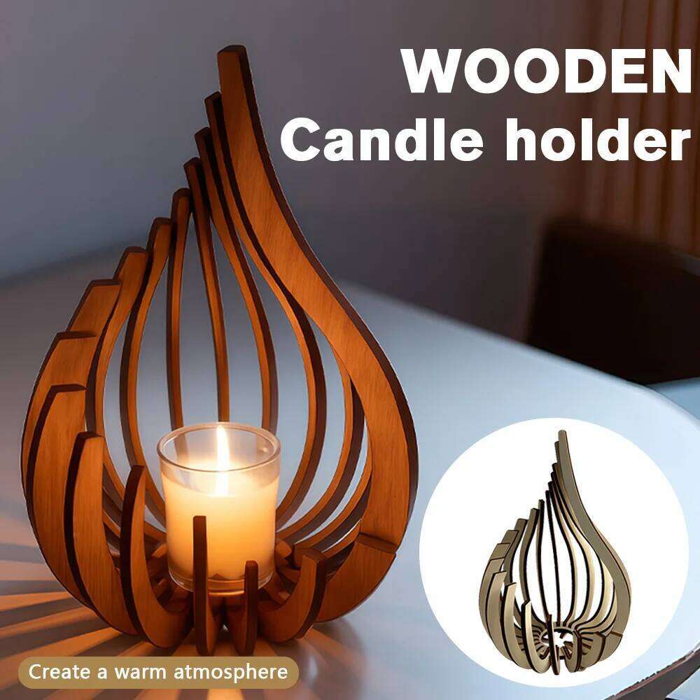 Handmade Wooden Candle Holder Lotus-Shaped Candlestick DIY Assembly Craft for Home, Wedding, and Party Table Decor H260310
