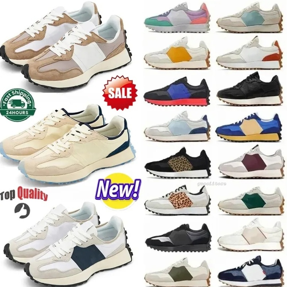 New 327 Running Shoes For Mens Womens Designer Athletic Trainers Leopard Sea Salt Suede Oxford Beige Black White Grey Outdoors Sports Gym Sneakers 35-46