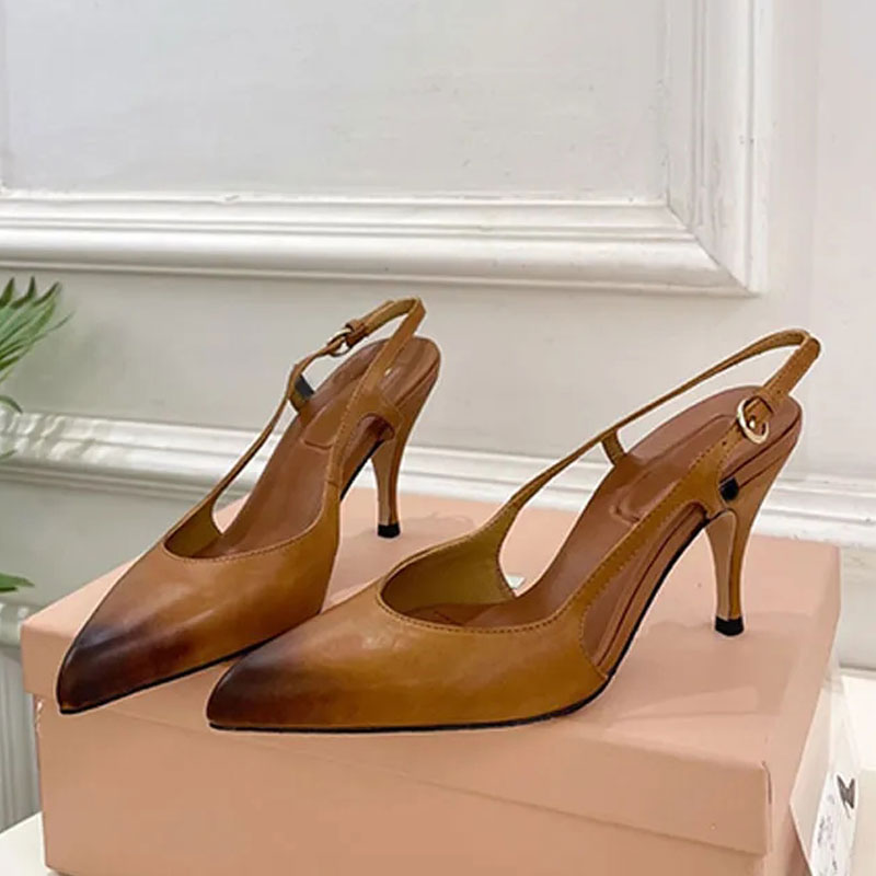 Fashion new designer women high heeled single shoes millennial spicy style lady pointed high heeled shoes black leather woman sandals Rubbing leather fabric