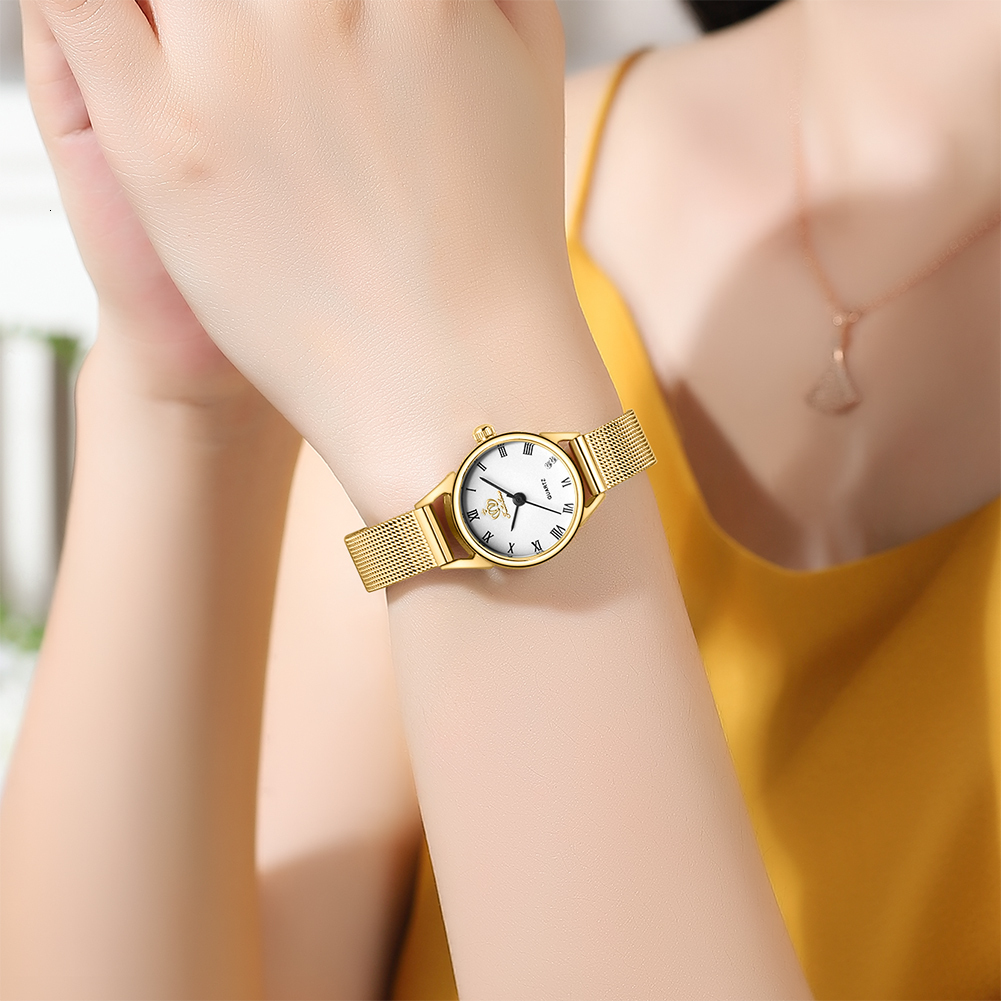 A Designer's Ladies' Watch,a Fashionable And Light Small Gold Watcha Simple And Elegant Niche Netted Women's Watches Men Designer Quart